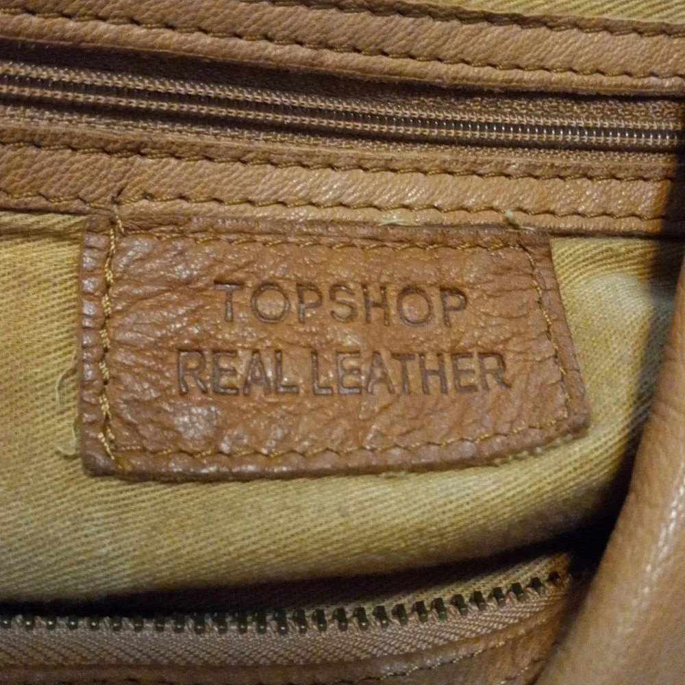 Topshop Brown Leather Hobo Shoulder Bag Slouchy Boho Tote Purse
